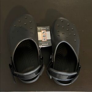 Black classic Crocs at work clogs